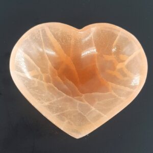 Turuncu Selenit Kase Kalp