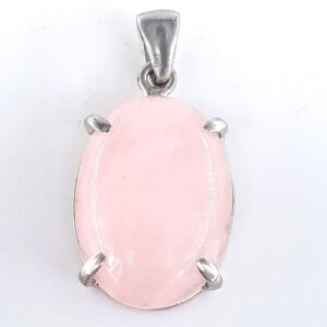 Pembe Kuvars Kolye Ucu Gümüş