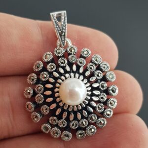 Alternative view of İnci Markazit Kolye Ucu (Gümüş)