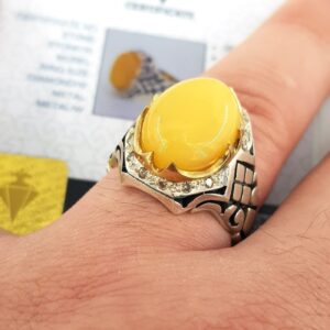 Alternative view of Kehribar Pırlanta Yüzük (Gümüş)