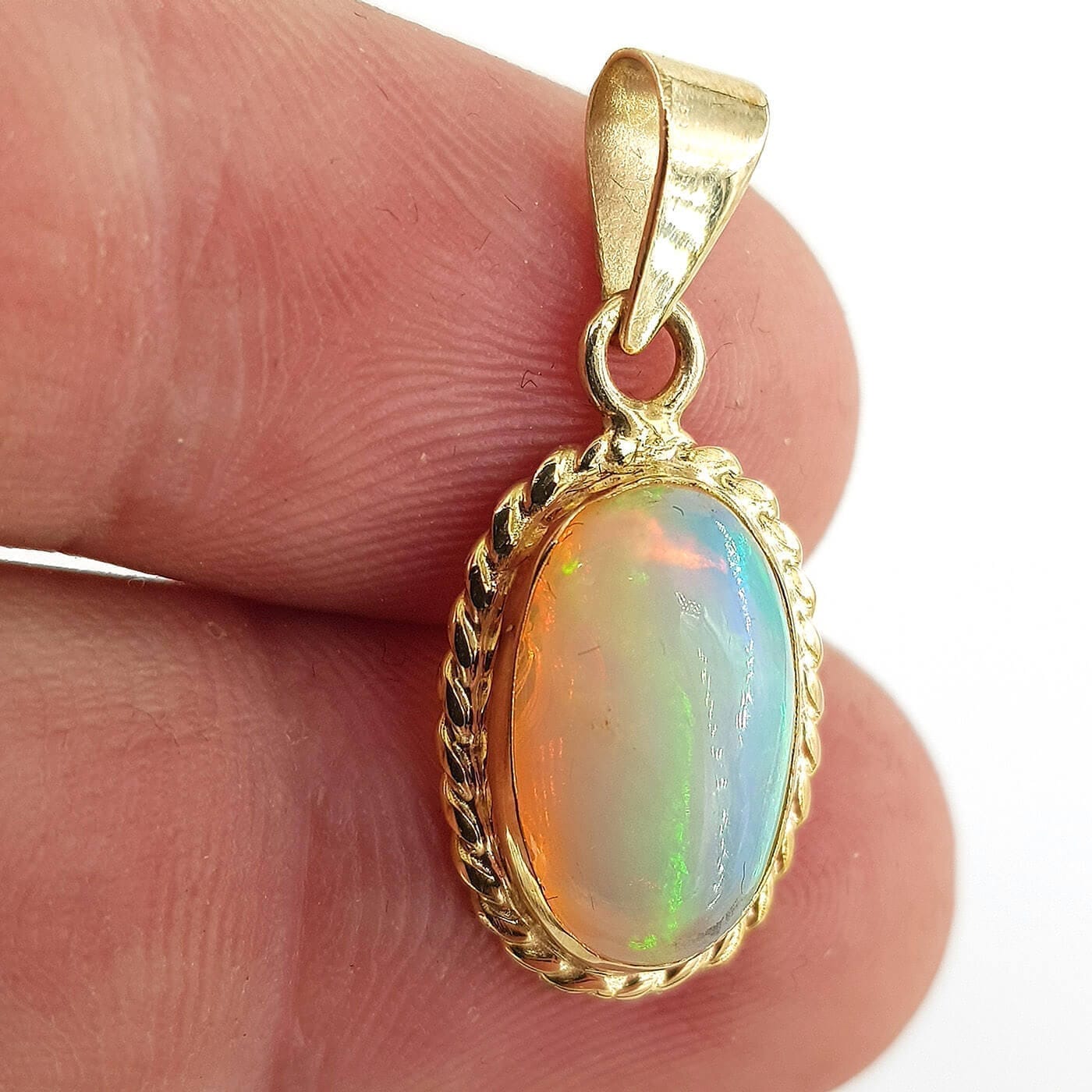 Ateş Opal Altın Kolye Ucu 14K - Görsel 2