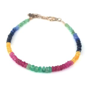 Yakut/Safir/Sarı Safir/Zümrüt Bileklik (Gümüş)