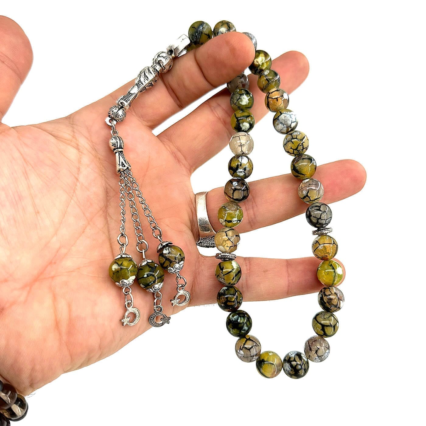 Yosunlu Akik ( Moss Agate )Tesbih 10mm