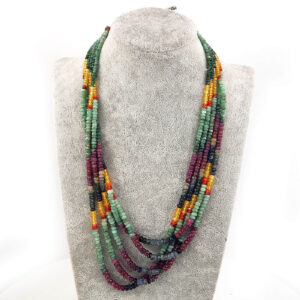 5 li Kolye Set Yakut, Zümrüt, Safir, Sarı Safir