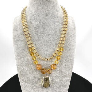 Sitrin Kolye / Limon Kuvars Uç (Gümüş)