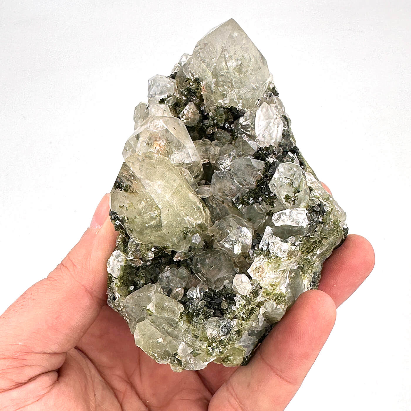 Epidotlu Kristal Kuvars Ham Taş