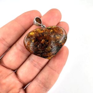 Kehribar Kolye Ucu Gümüş