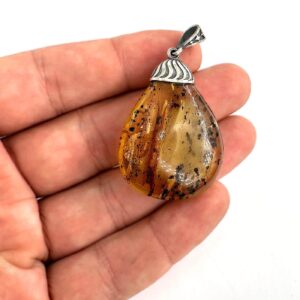 Kehribar Kolye Ucu Gümüş