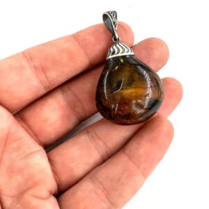 Kehribar Kolye Ucu Gümüş