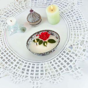 Premium Esanslı Çiçek Bahçesi Kase Mum Kırmızı