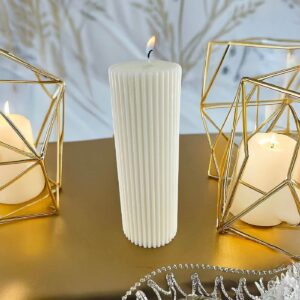 Premium Esanslı Zarif Çizgiler Mum Kırmızı-Beyaz