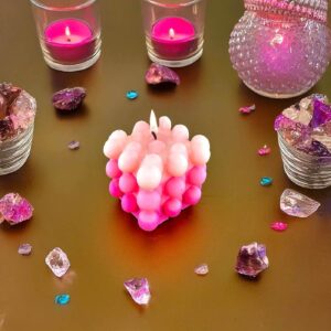 Premium Esanslı Aşk Köpüğü Mum Beyaz/Pembe