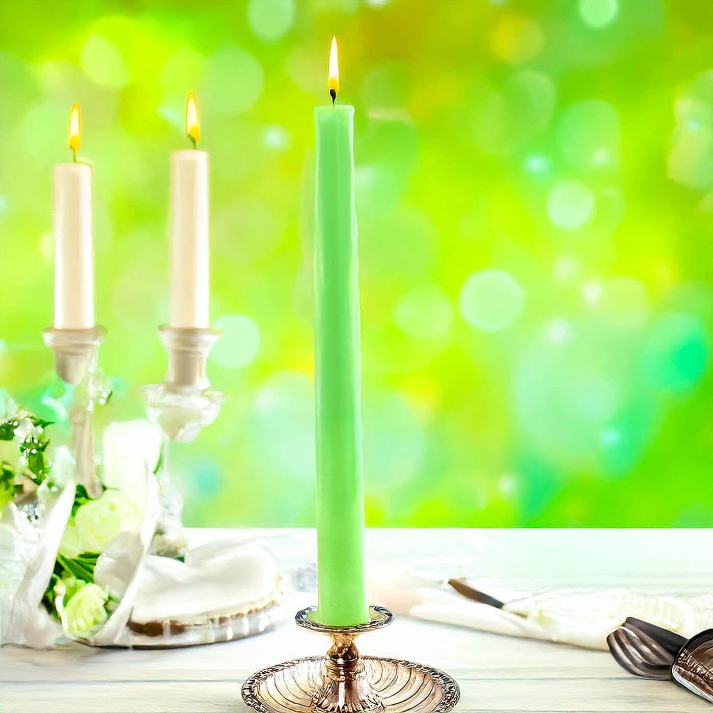 Premium Esanslı Şamdan Mum Neon Yeşil