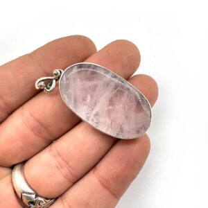Pembe Kuvars Kolye Ucu Gümüş