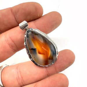 Akik Kalsedon Kolye Ucu Gümüş