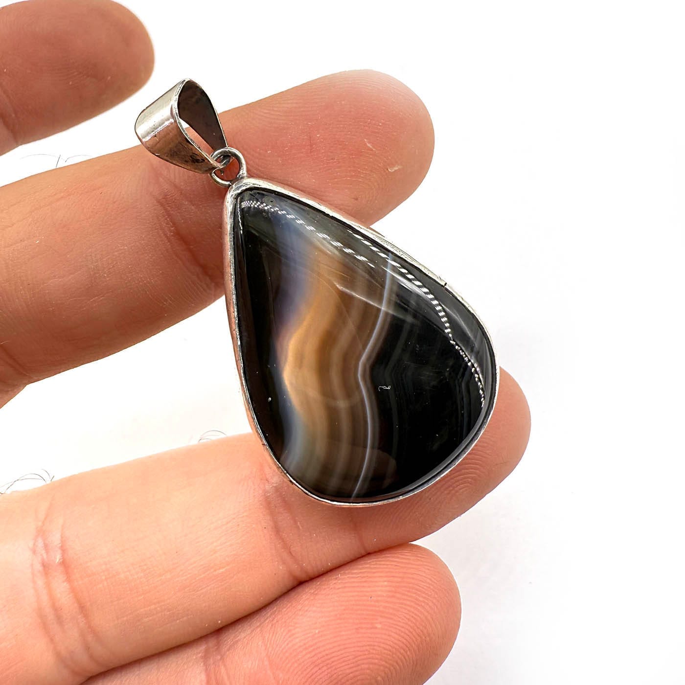 Akik Kalsedon Kolye Ucu Gümüş