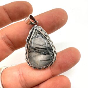 Rutil Kuvars Kolye Ucu Gümüş