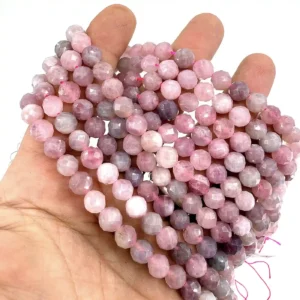 Madagaskar Pembe Kuvars Dizi Faset 8mm