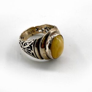 Kehribar Erkek Yüzük Gümüş