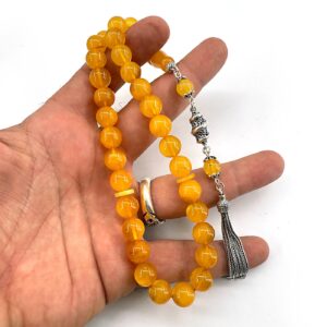 Damla Kehribar Tesbih (Gümüş)