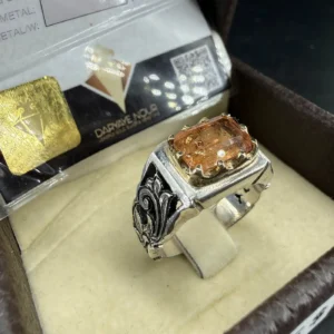 Alternative view of Sertifikalı Emperial Topaz Erkek Yüzük (Gümüş) AAA