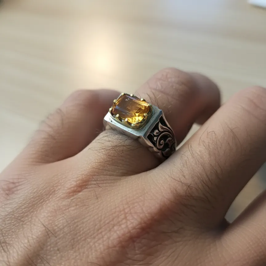 Sertifikalı Emperial Topaz Erkek Yüzük (Gümüş) AAA