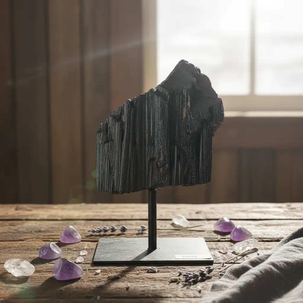 Siyah Turmalin Ham Taş Standlı
