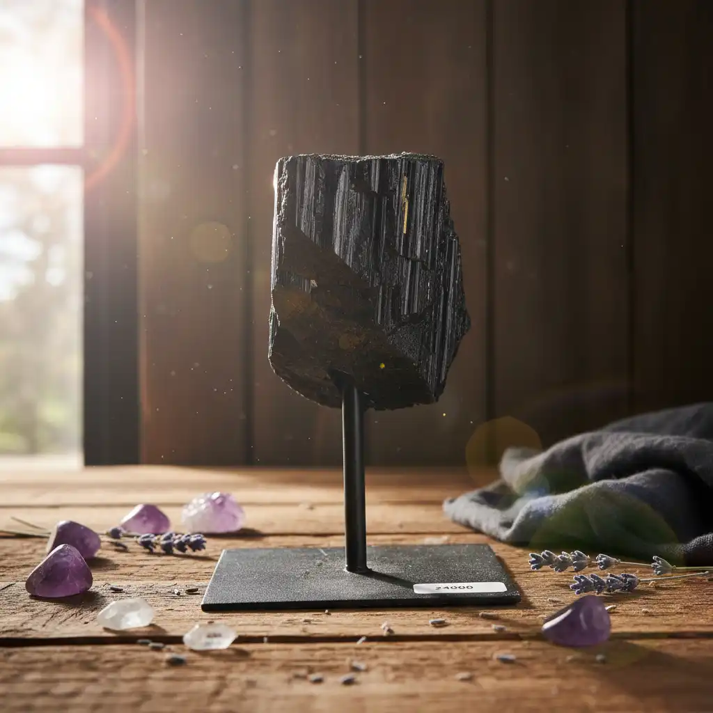 Siyah Turmalin Ham Taş Standlı