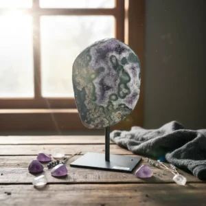 Ametist / Yosunlu Akik Ham Taş Standlı